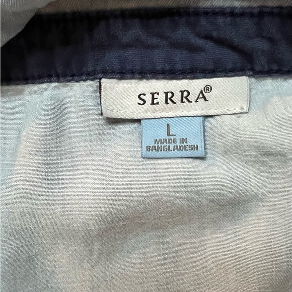 Serra Blue Tiered Button Down Shirt Dress Size Large - Picture 5 of 6